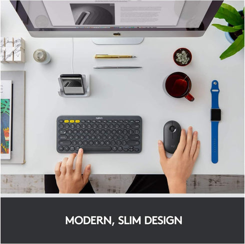 Logitech Pebble Wireless Mouse with Bluetooth or 2.4 GHz Receiver, Silent, Slim Computer Mouse with Quiet Clicks, for Laptop/Notebook/iPad/PC/Mac/...