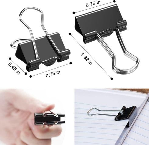 130 PCS Small Binder Clips, 3/4 inch, Paper Clamps, Binderclips, Black Clips for Paperwork, Home, School, Office Supplies (0.75in, Black)...
