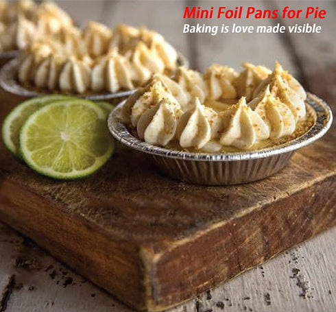 4 Inch Aluminum Foil Mini Pie Pans 50Pcs - Disposable Small Mini Pie Tins Pot Pie Tins For Bakeries, Cafes, Restaurants - Durable Mini Tart Pans f...