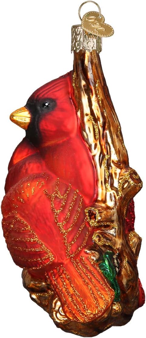Old World Christmas Pair Bird Watcher Collection Glass Blown Ornaments for Christmas Tree,Northern Cardinal...