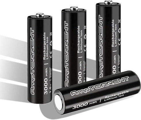 AA Rechargeable Lithium Batteries, 3000mWh AA Lithium Battery, AA Rechargeable Batteries 2 Hour Fast Charging, 1.5V Constant Output, Leakproof Des...