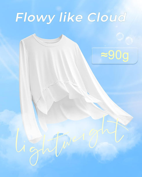 G4Free Women's Long Sleeve Workout Shirts UPF 50+ Sun Protection Crop Tops Lightweight Quick Dry Rash Guard Shirt (White,XL)...