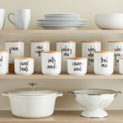 Talented Kitchen 158 Pieces Food Storage Labels for Glass Kitchen Containers, Preprinted Black Script on Clear Stickers for Fridge, Freezer, Pantr...