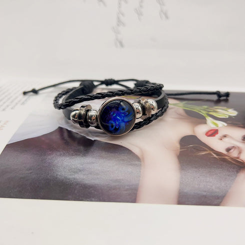 ZMANYIJEW Zodiac Soul Bracelet for Women Handmade Adjustable Twelve Constellations Leather Bracelet Series Manifestation Bracelet for Women and Me...