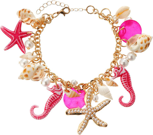 Shell Starfish Necklace Bracelet Conch Statement Chunky Necklace Mermaid Costume Jewelry Beach Jewelry for Women...