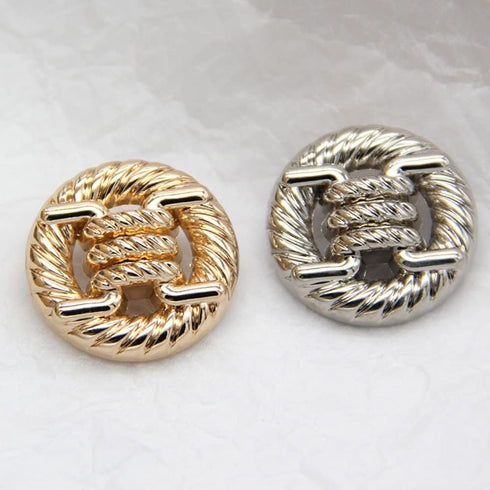 5 PCS Fashion Knotted Rope Metal Sweater Buttons for Clothes Decorative Women Coat Buttons Sewing Accessories (Silver, 25mm)...