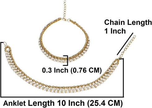 Efulgenz Indian Anklets for Women Crystal Ankle Bracelet White Pearl Ankle Bracelet Indian Payal Anklet Anklets Indian Style Payal Anklet Indian G...