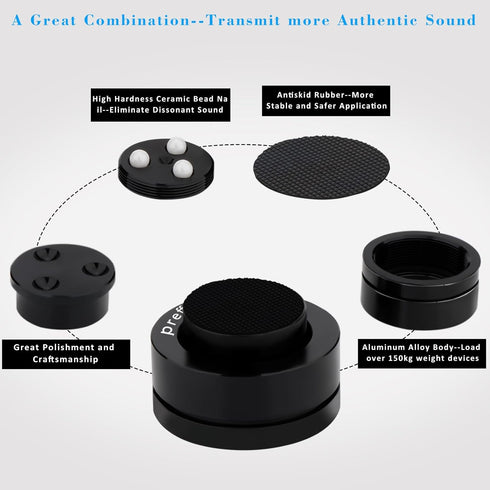 Preffair SP3918 Black Turntable Isolation Feet HiFi Fever Speaker Shock Absorber Pads Anti-Vibration Spikes with Ceramic Bead Nail for Audio Ampli...