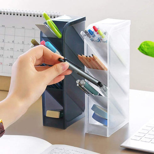 Desk Organizer, Pencil Holder with 4 Compartments Pen Organizer for Home School Office Desk Supplies Accessories 1pc (White)...