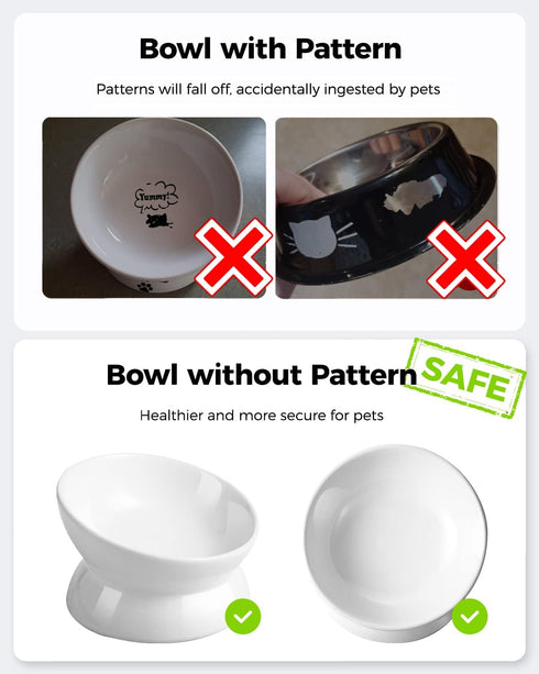 Elevated Cat Food Bowl, 5 Oz Ceramic Raised and Tilted Water Bowl, Anti Vomiting and Protect Pets' Spines Dishes for Small Dog, Fat Faced Cat, Kit...