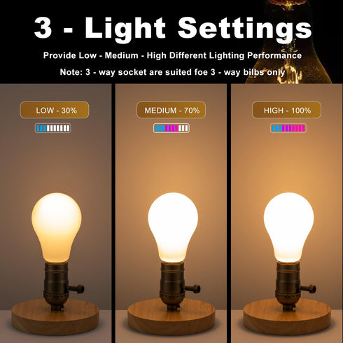 3 Way Lamp Socket Replacement, E26 Threaded Base, Turn Knob for Low-Medium-High Light Settings, Lamp Parts for Table and Floor Lamps Repair, Light...