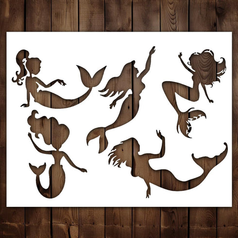 11"x 8.5" Mermaid Stencil | Reusable Underwater Kids Children Mermaid Stencils for Painting on Wood, Glass, Wall, Rock, Fabric, Walls, Canvas, Gla...