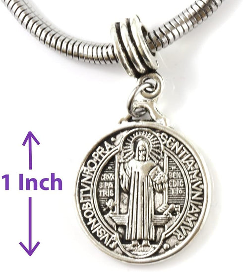 San Benito Medalla - Catholic Gifts of St. Benedict Bracelet Stainless Steel Snake Chain with St Benedict Medals and Medalla de San Benito Necklac...
