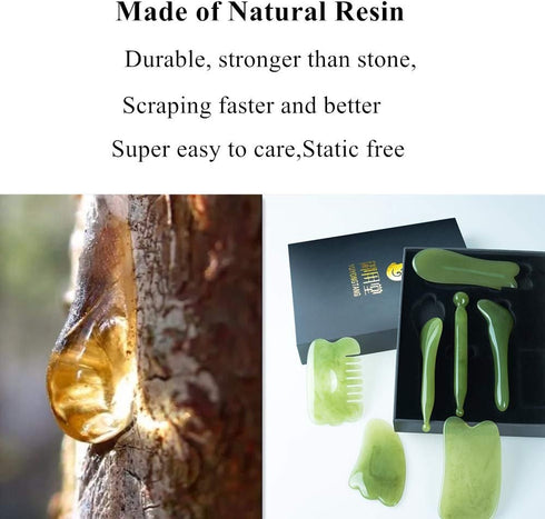 7 Pieces Gua Sha Scraping Massage Tool,Natural Resin GuaSha Tool Massage Tools Set for Face Back and Neck Release,Reduce Muscle Pain,with Storage ...
