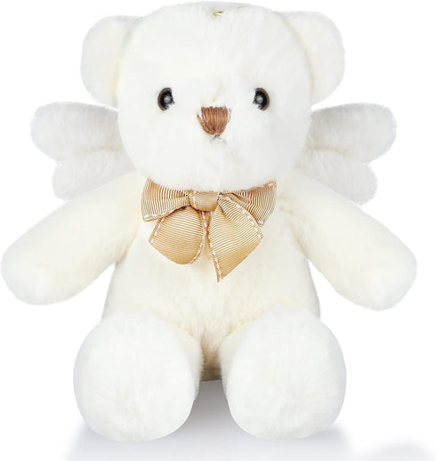Angel Bear Plush Stuffed Animal with Wings White Bear Dolls for Boys Girls Birthday Gift (Ribbon Bow, 10 Inch)...