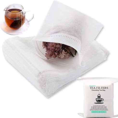 Fenshine 400 Pcs Tea Filter Bags Disposable Empty Tea Bags Cotton Drawstring Seal Tea Infusers Bag for Loose Leaf Teal...
