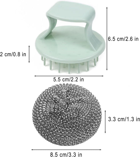 Stainless Steel Sponges Wool Scrubbers, Individually Wrapped Cleaning Sponges Metal Wire Scourer Heavy Duty Scrubbing Scouring Pad with Handle for...