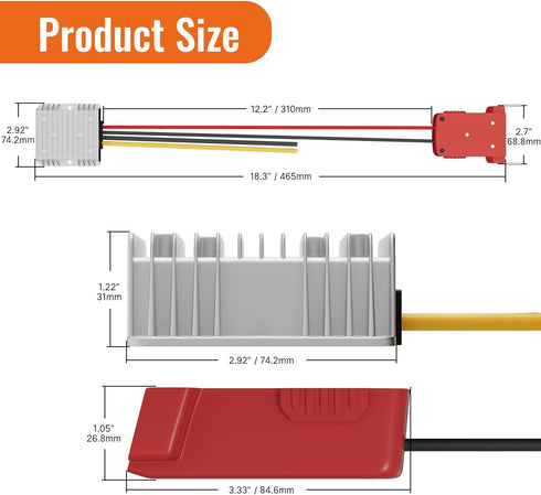 Step Down Converter 18V to 12V for Milwaukee M18 Power Wheel Battery Adapter DC 12V 20A 240W Buck Converter DC Voltage Regulator...