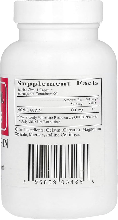 Ecological Formulas Monolaurin 600 mg, Creamy White,Capsule, 90 Count (MONOL-600-90)...