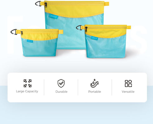 pack all Water-resistant Material Zipper Pouch, Mesh Zipper Bag for Storage, Travel, Office (Small) (Blue)...