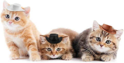 20 Pieces Plastic Mini Western Cowboy Cowgirl Hat Miniature Cute Doll Hat Party Dress Hat for Dollhouse Decoration (Pink, White, Brown, Black,Cute...