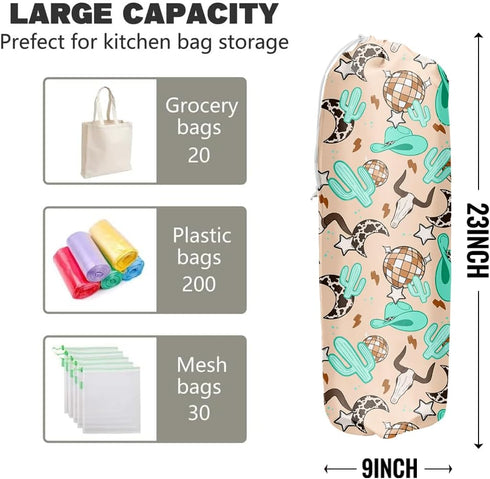 Highland Cattle Cowgirl Plastic Bag Holder, Grocery Bag Holder, Plastic Bag Storage Organizer, Plastic Bag Holders for Grocery Bags, Western Home ...