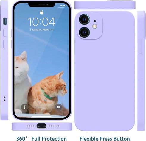 Case for iPhone 12 Silicone, Soft Liquid Silicone Gel Rubber Phone Case Shockproof Protective Case Cover with Camera Lens Protector for iPhone 12 ...