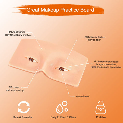 Makeup Practice Face Board, 3D Reusable Makeup Mannequin Face Eyeshadow Mannequin, Make up Practice Face with Makeup Kit for Professional Makeup A...