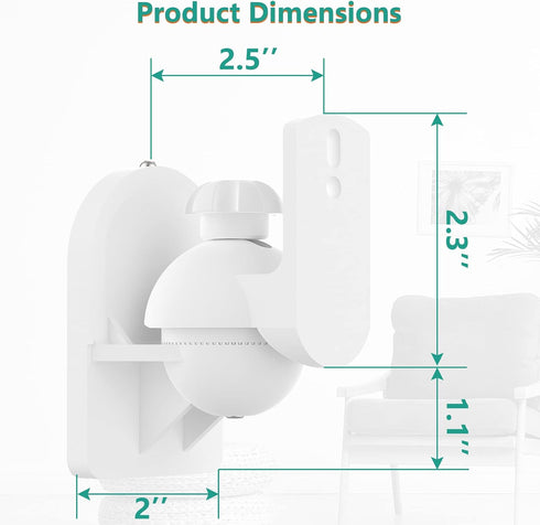 WALI Speaker Wall Mounts, Bookshelf Speaker Wall Mount Brackets, Surround Sound Speaker Mounts, Hold up to 7.7 lbs, (SWM202-W), 2 Pack, White...