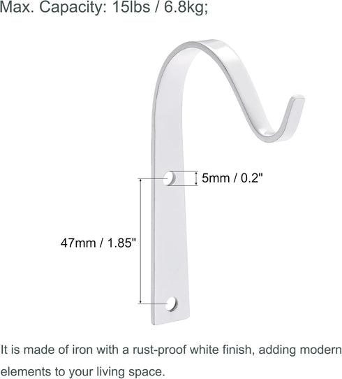 MECCANIXITY Iron Wall Hooks Hanging Bracket 4 Inch Indoor Outdoor for Hanging Lanterns Plants and Lights (White, Pack of 2)...