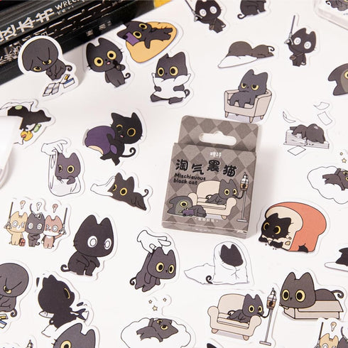 46 Pcs Cute Balck Cat Stickers for Scrapbooking Diary Laptop Junk Journal Notebook Kids Envelope Card Making Diary Planner Craft DIY Craft Decorat...