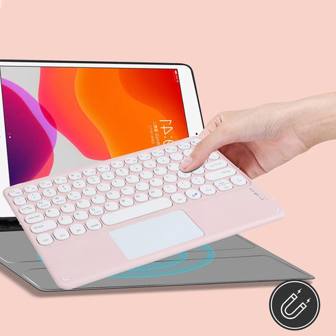 Wireless Keyboard with Touchpad, Ultra-Thin Rechargeable Bluetooth Keyboard Mini Wireless Keyboard with trackpad Round Key for iPad pro/iPad/iOS/M...