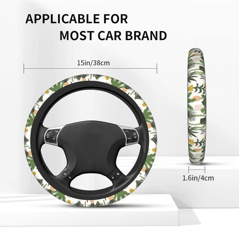 Foruidea Trendy Prints Plants Car Steering Wheel Cover Neoprene Automotive Steering Wheel Cover Anti Slip and Sweat Absorption Auto Car Wrap Cover...