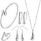 5PCS Silver Jewelry Set for Women Teardrop Pendant Necklace Earrings Bracelet Ring Fit with Party Meeting Dating Wedding Birthday Gift...