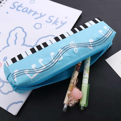 Black violin Oxford Cloth Pencil Case,Square Single Layer Music Notes Piano Keyboard Pencil Case Large Capacity Pen Bags Stationery Office Supplie...