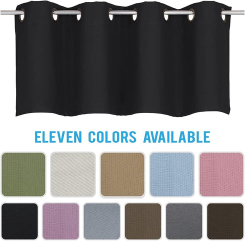 Home Queen Grommet Blackout Curtain Valance Window Topper for Living Room, Short Cafe Valence, 54 W X 18 L Inch, Black...