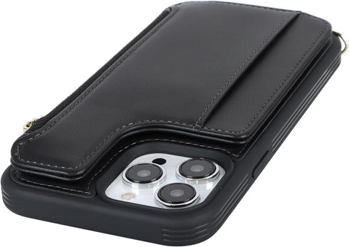 Cavor for iPhone 13 Pro Case with Card Holder,iPhone 13 Pro Wallet Case for Women,Phone Case iPhone 13 Pro Case with Strap,Crossbody Lanyard and W...