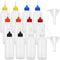 12 Pcs 4 Ounce Needle Tip Glue Bottle 120ml Plastic Dropper Bottles Multicolor Lid with 2 Pcs Mini Funnel for Small Gluing Projects, Paper Quillin...