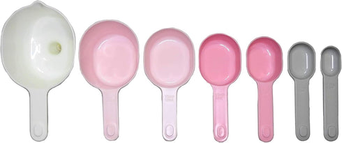 GK509W 10 pcs Nesting Stackable Measuring Cup and Measuring Spoons Set with One Scraper One Funnel Plastic Cooking Baking Kitchen Utensil BPA Free...