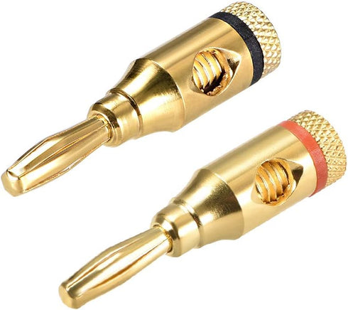 uxcell® Gold 4mm Plated Banana Connector Open Screw Type 10Pcs for Speaker Wire Home Theater...