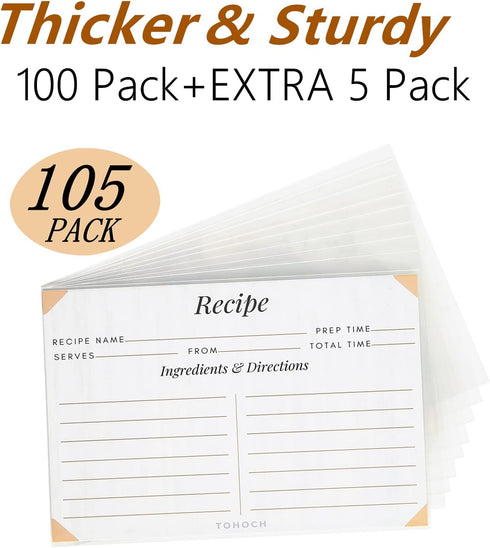 4x6 Recipe Card Protectors, 105 PACK Thick Recipe Card Covers Clear with 56 Divider Labels, Plastic Recipe Card Sleeves 1 Pockets Per Page Fit int...