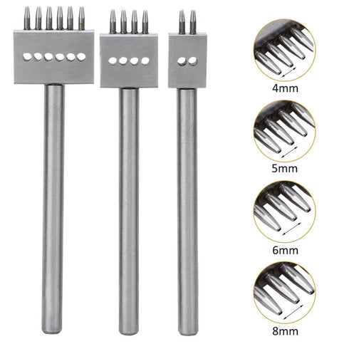 3Pcs 2/4/6 Leather Stitching Punch Prong Steel Leather Craft Tool DIY Lacing Stitching Punch Tool with 4/5/6/8mm Pitch(6mm Pitch)...