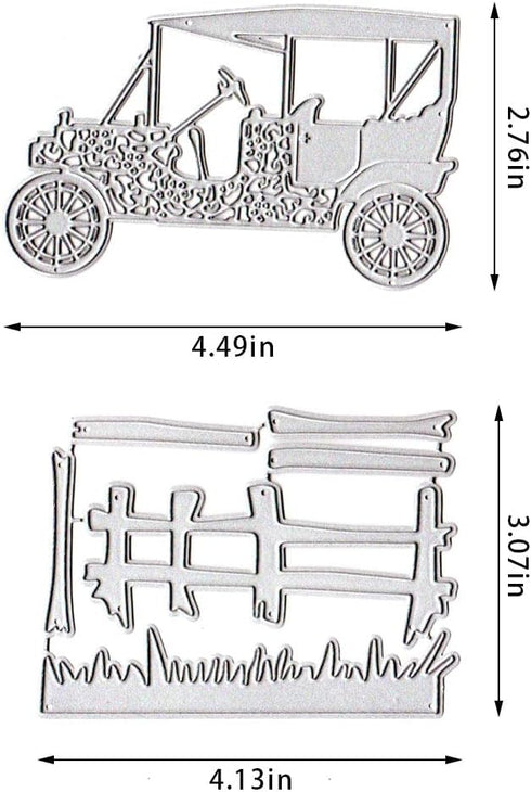 2PCS Fence Car Dies for Card Making, Vehicle Grass Fence Cutting Die for Scrapbooking on Clearance Paper Crafting Decor DIY Album...