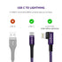 Cable USB-C to Lightning 90 Degree 2Pack 10ft 6ft iPhone Charger Fast Charging Cable Right Angle Cord (Cosmos Purple)......