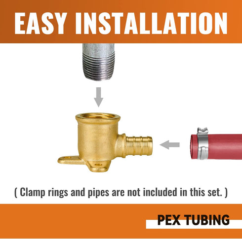 SUNGATOR 4-Pack Pex Drop Ear Elbow 1/2", Pex Fittings 1/2 inch Drop Ear, 1/2" Pex to 1/2" Female NPT, 1/2 inch Pex Shower Head Fittings, No Lead B...