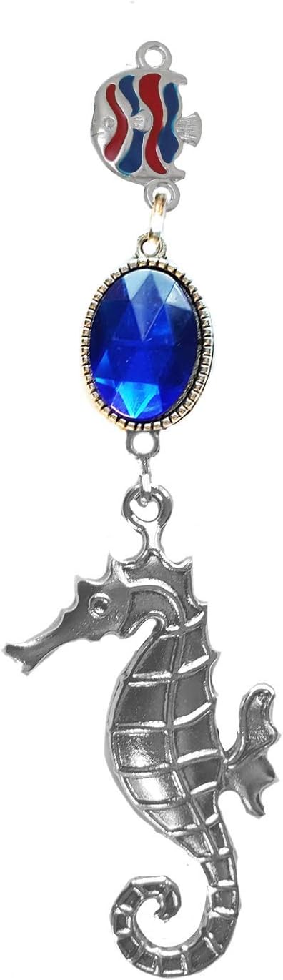 Ocean and Beach Handmade Bling Assorted Mirror Car Charm Hanger Dream Catcher Ornament with Adjustable Chain (Seahorse and Fish Car Charm)...