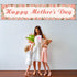 Happy Mother's Day Fence Banner I Love You Mom Pink Floral Holiday Party Photo Booth Backdrop Yard Outdoor Decoration...