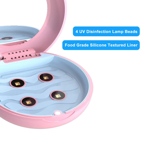 Retainer Case Orthodontic Dental Case, UVC Disinfectant Aligner Case with Vent Holes Mirror, UV Light Denture Box Slim, Retainer Holder Box for Mo...