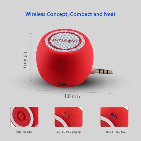 Portable Mini Speaker for iPhone/iPad/iPod/Tablet, 3W Cellphone Speaker with 3.5mm Aux Input, Clear Loud Sound in Compact Golf Size Body (Passion ...