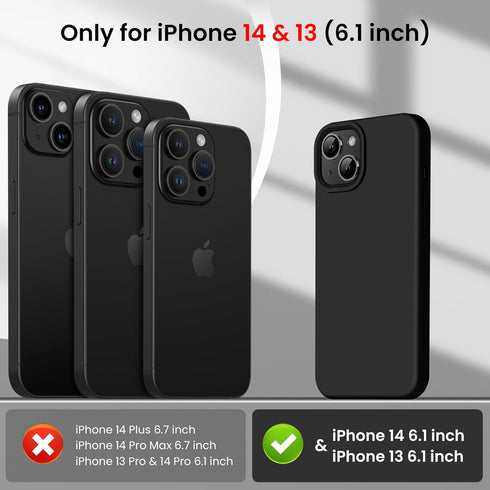 OuXul for iPhone 14 Case, iPhone 13 Case Shockproof Liquid Silicone Protective Phone Case with Soft Anti-Scratch Microfiber Lining Ultra Slim Drop...